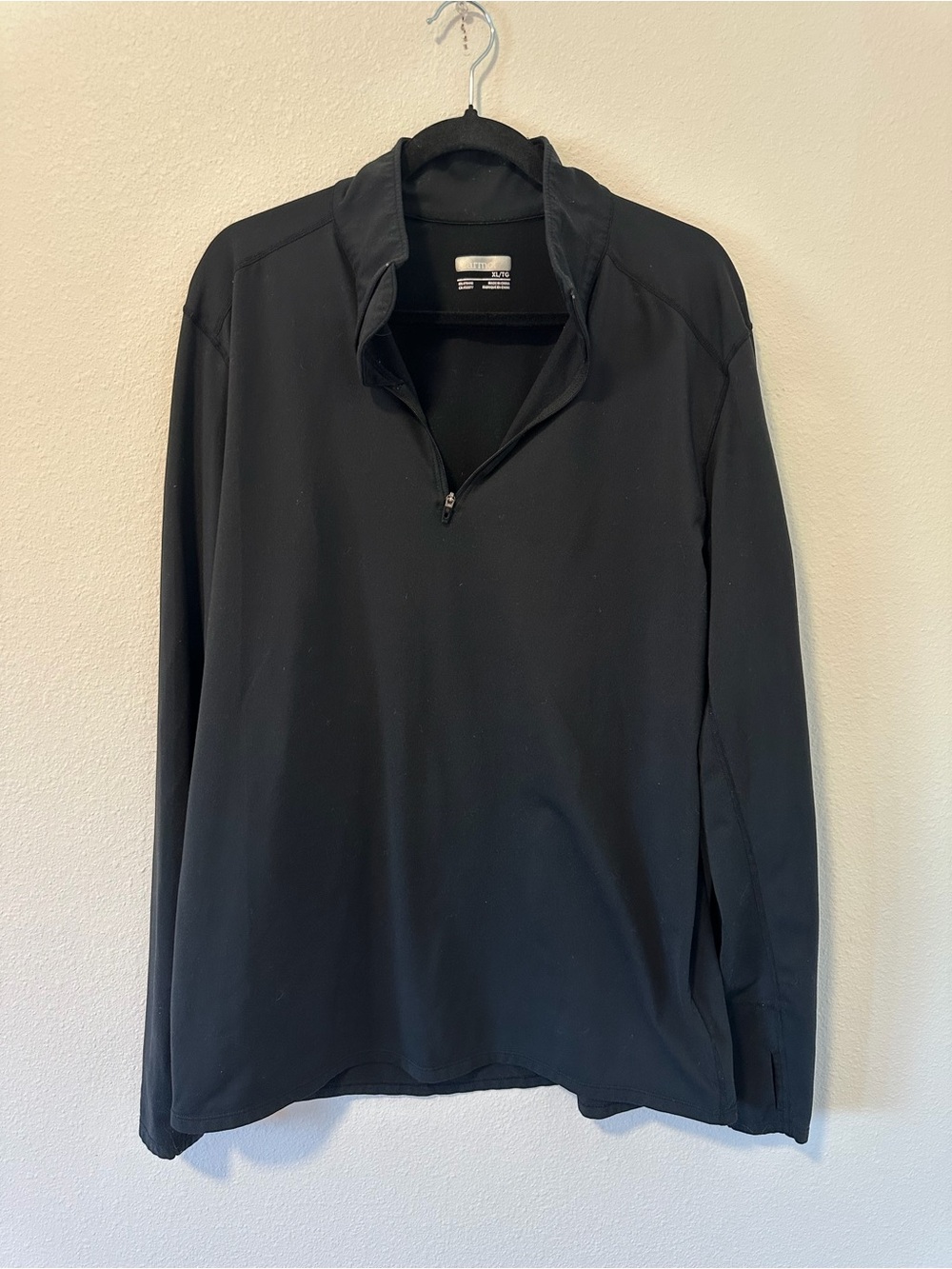 Men's Marmot Embroidered Black Quarter-Zip Long Sleeve Shirt Layer Outdoor XL